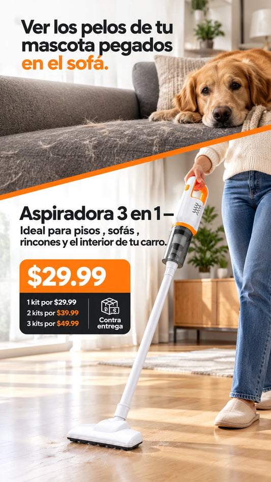 Aspiradora 3 en 1 — Ideal para pisos , sofás , rincones y el interior de tu carro.