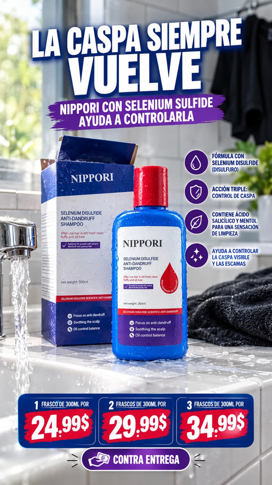 Shampoo Nippori 300ml - Control para caspa, grasa, picazón