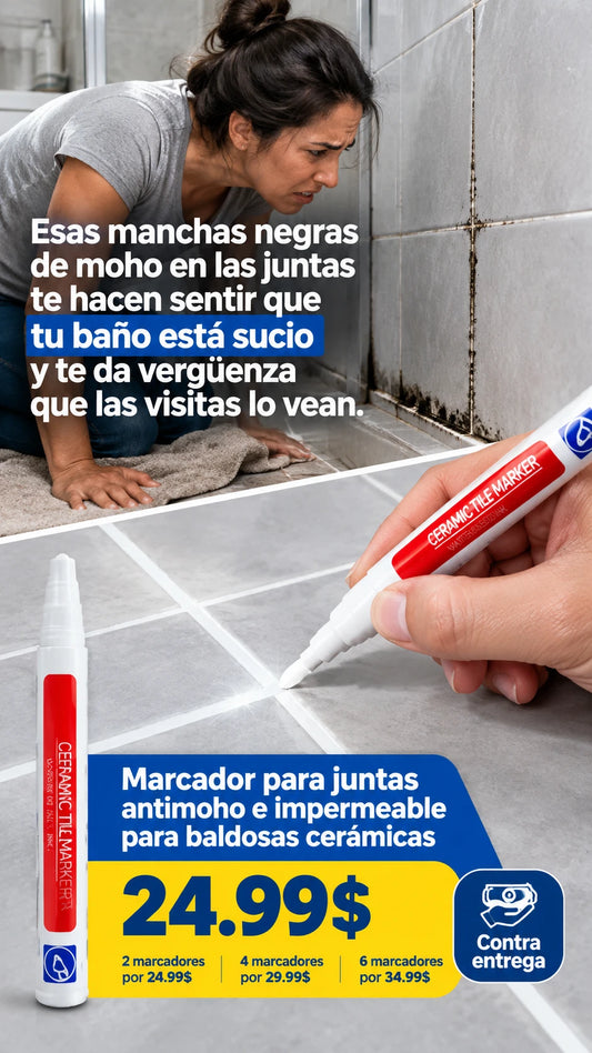 Marcador para juntas antimoho e impermeable para baldosas cerámicas