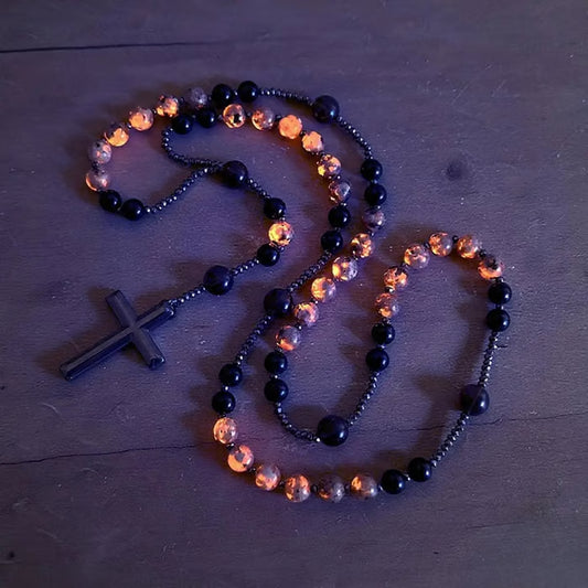 Rosario de obsidiana y cristal curativo con protección de energía